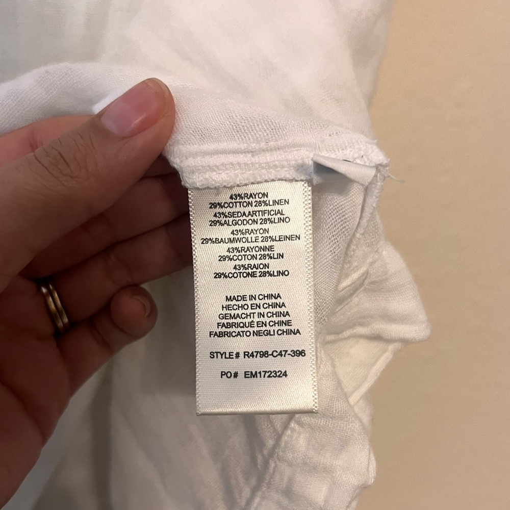 Anthropologie White Checkered Short Sleeve Top, Small - Picture 5 of 5